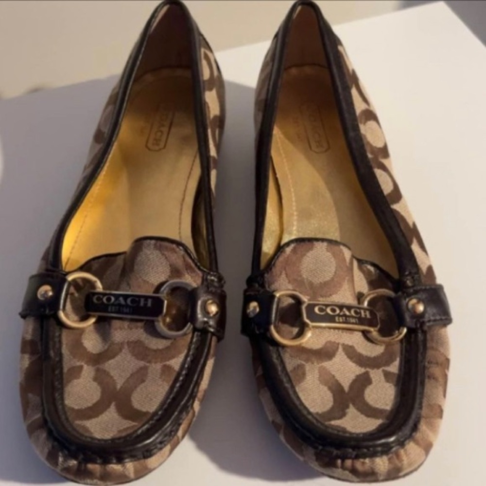 Coach Flats C Print Material. Lightly Worn